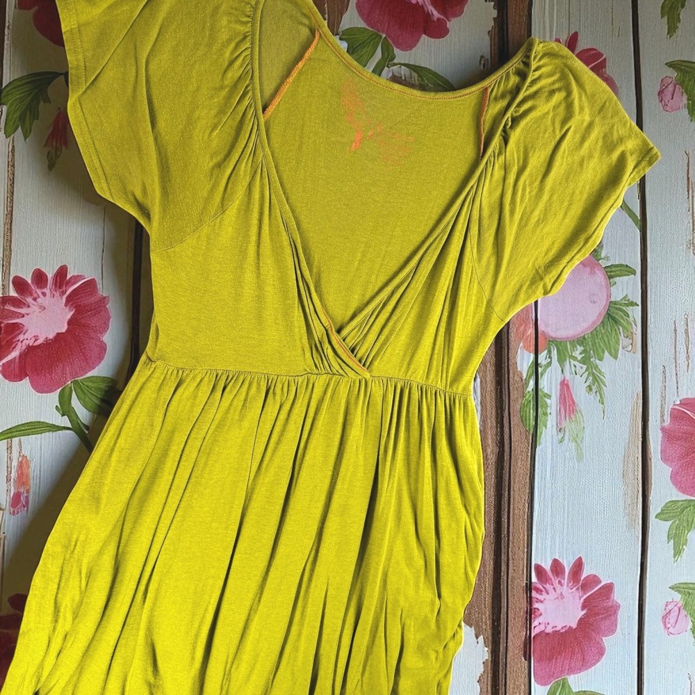 Press‎ Dress Women S Green V Neck Short Sleeve Casual Knit Boho Fairy